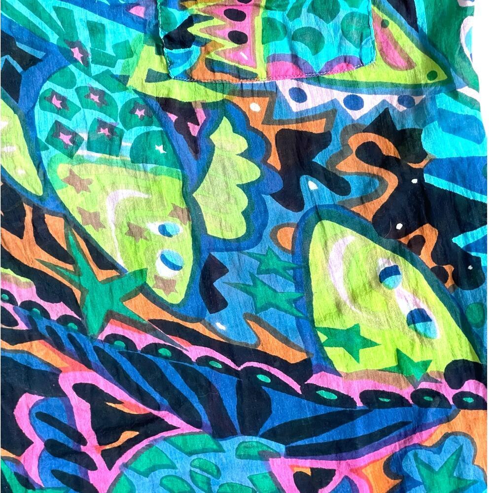 Vintage Florissant Abstract 100% Cotton Top Tee Made in India Coverup Boho - Picture 6 of 9